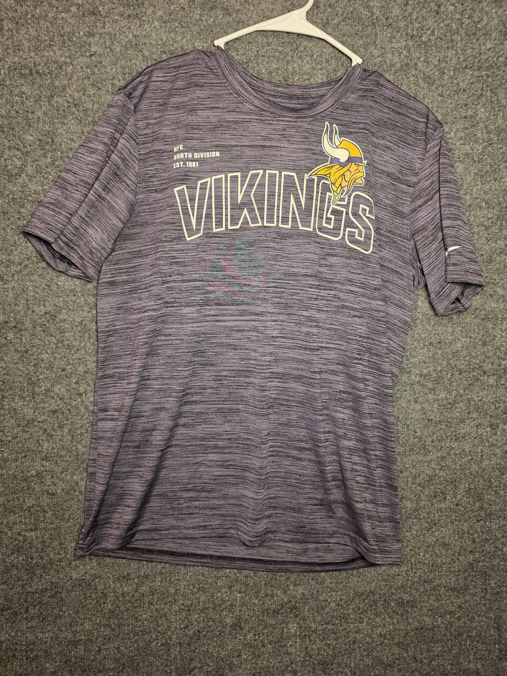 Nike Dri FIT Minnesota Vikings T Shirt Heather Purple NFC North Short Sleeve Men
